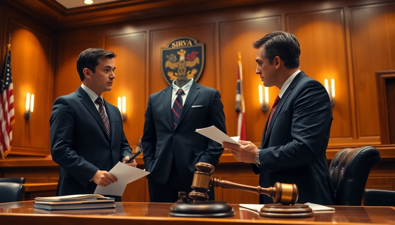 SIRVA injury attorneys collaborating on a legal case in a courtroom setting.