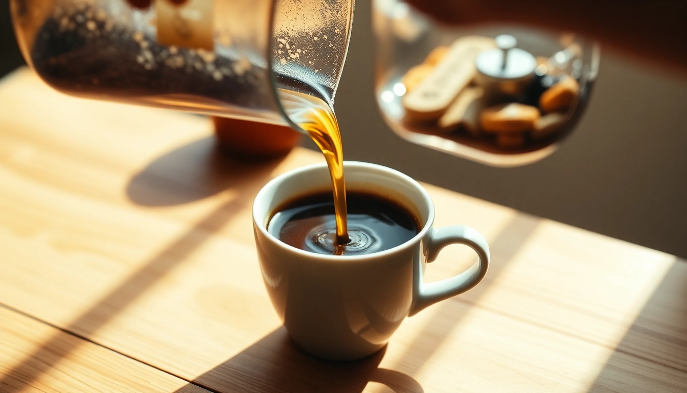 Pouring single origin coffee beans into a cup reveals rich aromas and unique flavors.